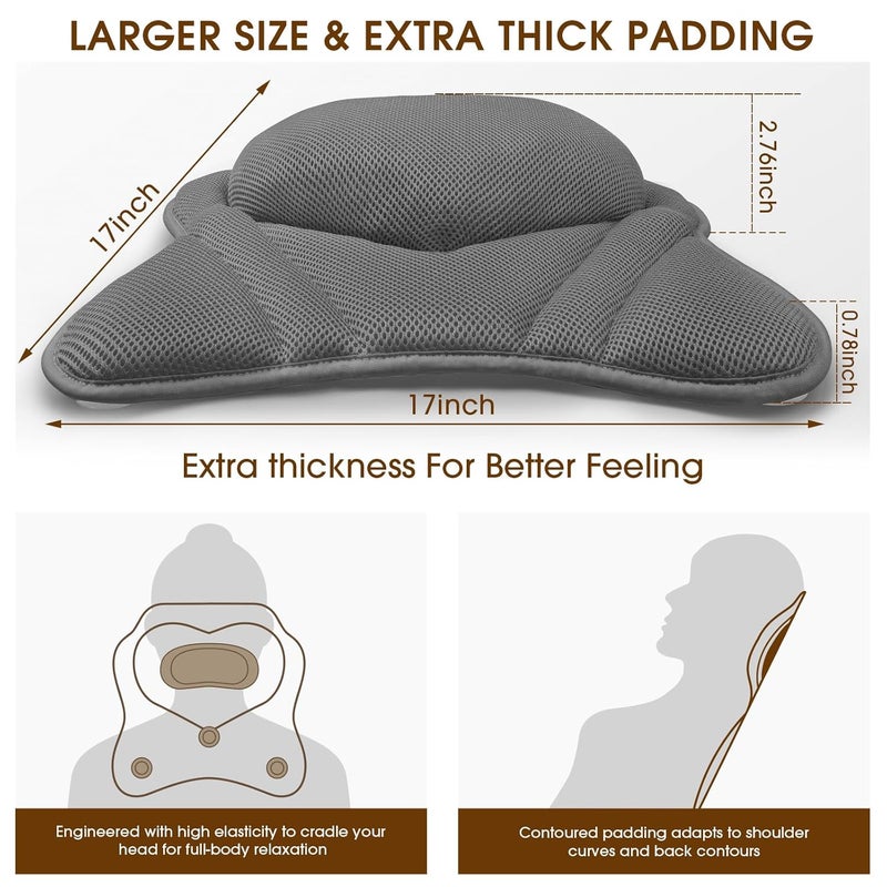 LuxStep Bath Pillow with Breathable Mesh Fabric - Bathtub Pillow for Head, Neck & Shoulder Support- 6 Non-Slip Suction Cups for Secure Fit - Fits Any Bathtub, Bath Accessories Spa Gifts - Image 2